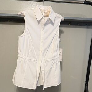 Athleta White Sleeveless Button-Down Shirt